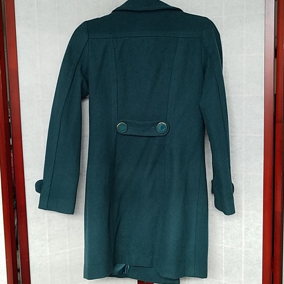 H&M Forest green knee-length pea coat. Size 6 - Picture 3 of 4